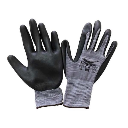Coated Gloves, Nitrile, Sandy, Palm, 3 Abrasion Level, Black/White, L (9) 1 PR
