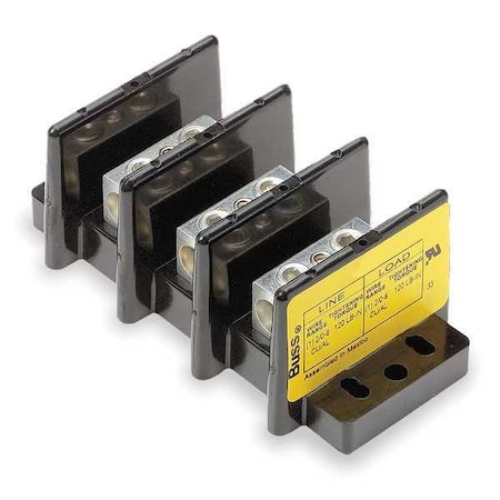 Power Distribution Block, Open, 2 Pole, 255 A Copper, 600 V AC/DC
