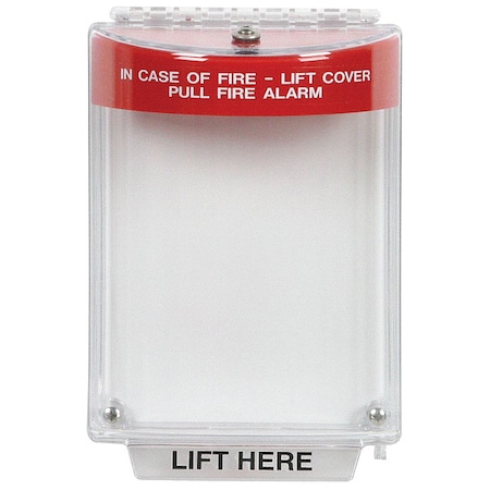 Pull Station Guard, Polycarbonate, Flush Mount, 5 1/2 in Width, 2 5/8 in Depth, Red