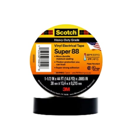 Electrical Tape, Black, 14-5/8 yd L, 1-1/2 in W