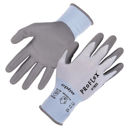 ANSI A2 PU Coated CR Gloves, Blue, Size M, PR