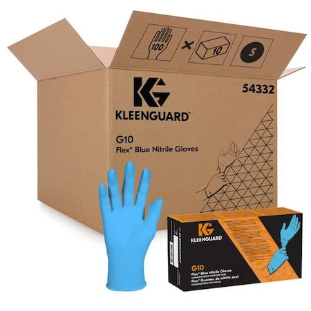 G10, Disposable Gloves, 3 mil Palm, Nitrile, Powder-Free, S ( 7 ), 100 PK, Blue