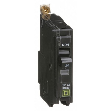 Miniature Circuit Breaker, QO Series, 20A, 1 Pole, 120/240V AC, 22kA at 120/240V AC