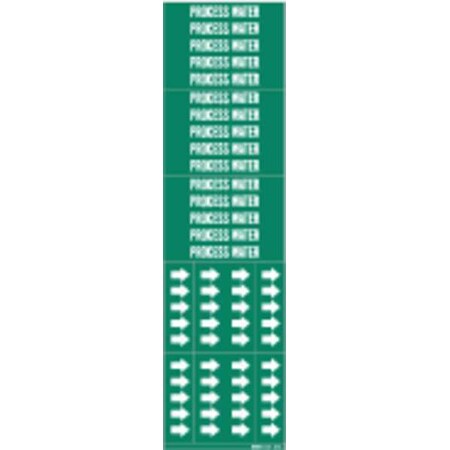 Pipe Marker,Process Water,Gn,to 3/4 In