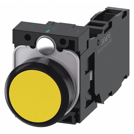 Push Button, 22mm, Yellow, Plastic Bezel