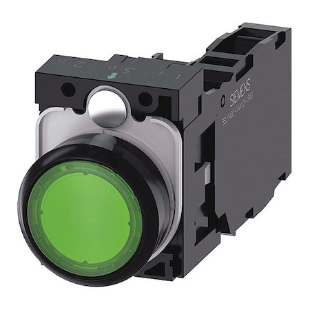 Illuminated Push Button,Green,22mm,LED