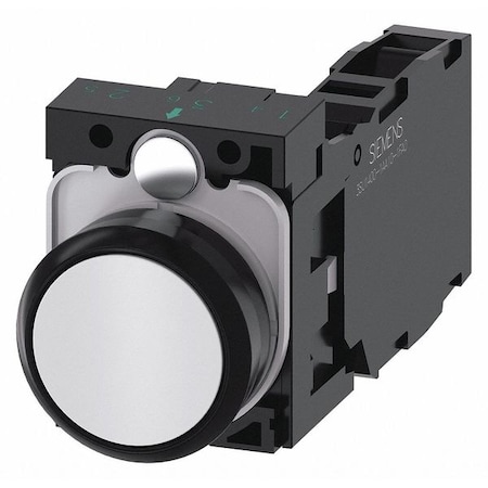 Push Button, 22mm, White, Plastic Bezel