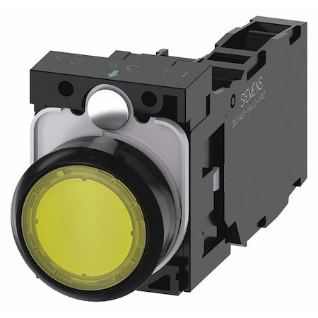Illuminated Push Button,Yellow,22mm,LED