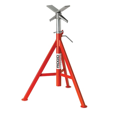V-Head Pipe Stand, 2,500 lb Max Load Capacity, Adj Leg, 52 in Max Ht, 28 in Min Ht, 1/8 to 12 In