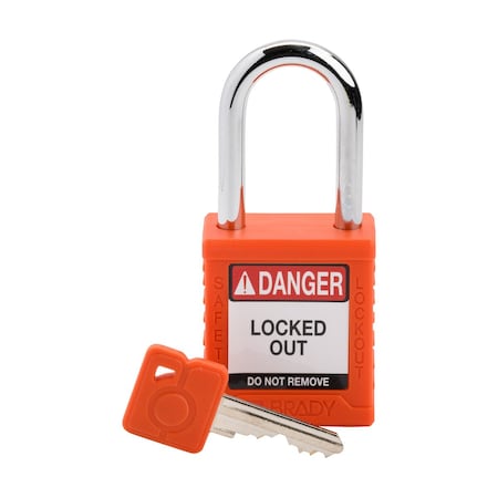 Padlock, Keyed Different, Nylon, Orange, 1 1/2 in Shackle Height, 1 1/2 in Body Width