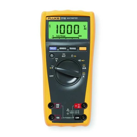 Digital Multimeter, 1,000 V Max DC, 0 V Max AC, Average, 6,000 Instrument Counts, Backlit LCD