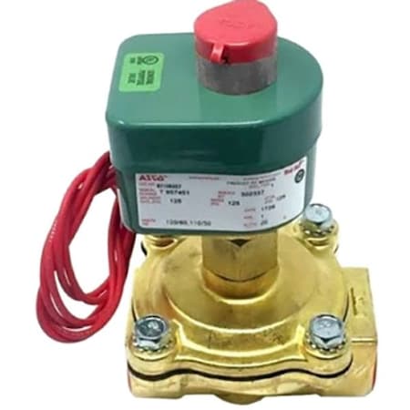 Solenoid Valve, 2-Way, 2-Position, Normally Closed, 3/8 in Pipe Size, 120V AC, High Flow, Brass