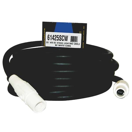 Cam Lock Extension Cord, Vinyl, 4/0 Wire