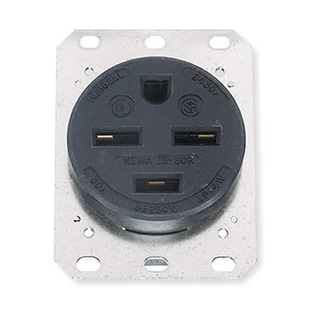 Straight Blade Receptacle, 15-30R, 30 A, 250V AC, 3 Pole, 4 Wire, Flush Mount, Grounded