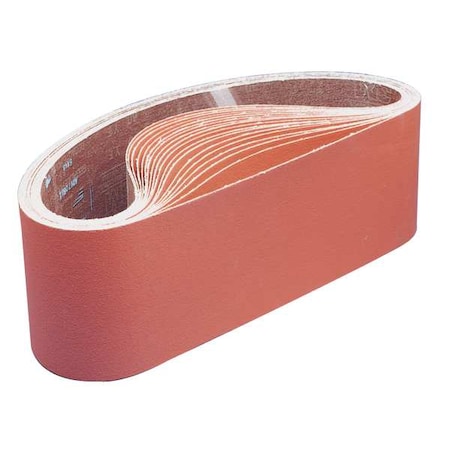 Sanding Belt, 3 1/2 in W, 15 1/2 in L, Coated, Ceramic, 80 Grit, Not Applicable, 777F, Orange