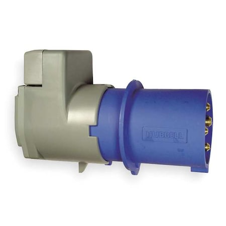 Watertight Pin & Sleeve Plug, 60 A, 250V AC, Three Phase, 3 Pole, IEC Grounding, Blue