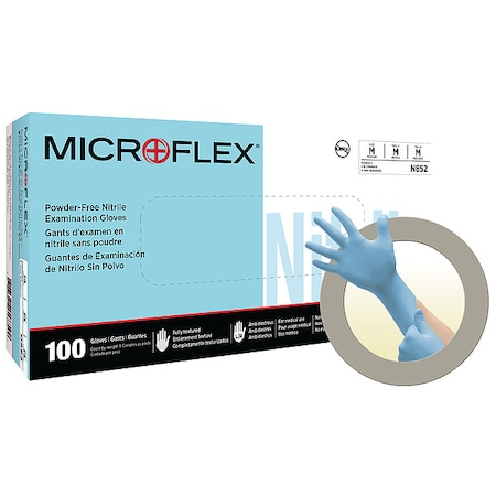 MICROFLEX(R) N85, Disposable Gloves, 3.5 mil Palm, Nitrile, Powder-Free, 2XL, 100 PK, Blue