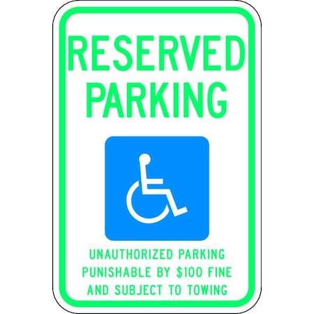 ADA Handicapped Parking Sign,18" x 12, HC-TN01-12HA
