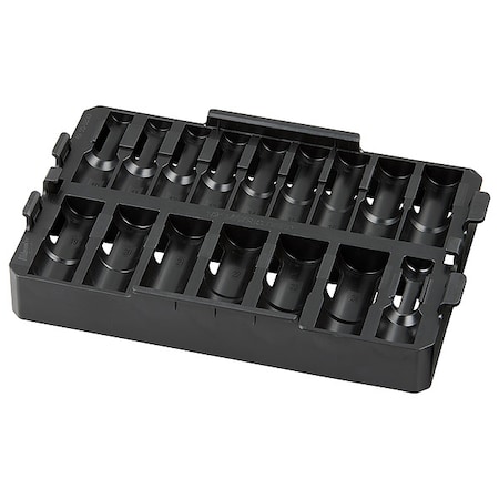 PACKOUT Organizer Tray for 16 pc. SHOCKWAVE Impact Duty 1/2 in. Drive Metric Deep Well Sockets
