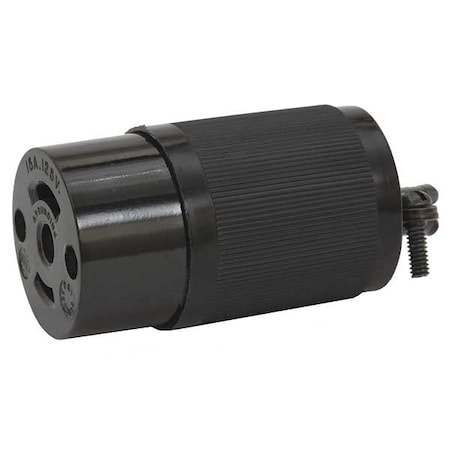 Midget Locking Connector, ML2-15R, 15 A, 125V AC, Single Phase, 2 Pole, Screw Terminals, Black