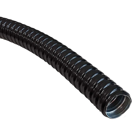 Liquid-Tight Flex Metal Conduit, 3/8 in Trade Size, 25 ft, 2-1/8 in Bend, Steel, Black