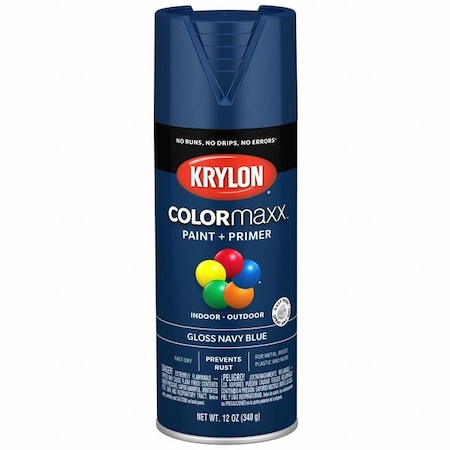 Spray Paint, Navy Blue, Gloss, Solvent, 12 oz