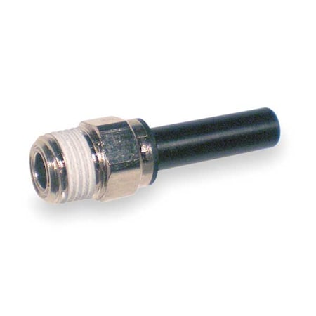 Push-Fit Fitting, 3/8 in Tube Size, Brass, Silver, 10 PK