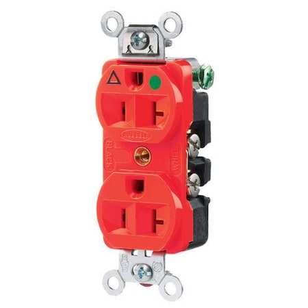 Straight Blade Receptacle, 5-20R, 20 A, 125V AC, 2 Pole, 3 Wire, Flush Mount, Isolated Ground