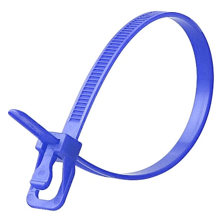 Cable Tie, 6 in L, 1.40 in Max Bundle Dia., Blue, Nylon 6/6, 50 lb Strength, 100 PK