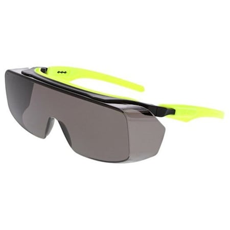 Klondike (OTG), Safety Glasses, UV420 MAX6, Gray Lens, Black/Lime Frame, Half Frame
