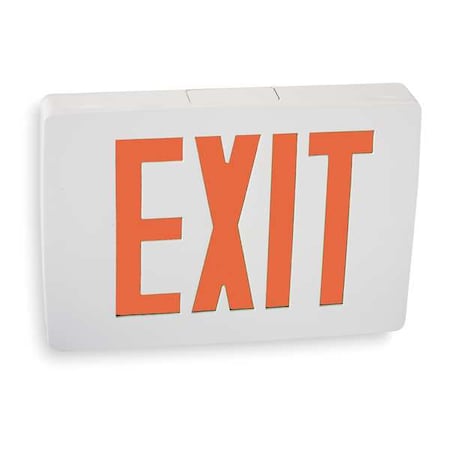 Exit Sign, White, 1 Face(s), LED, Universal Mount, Not Battery Powered