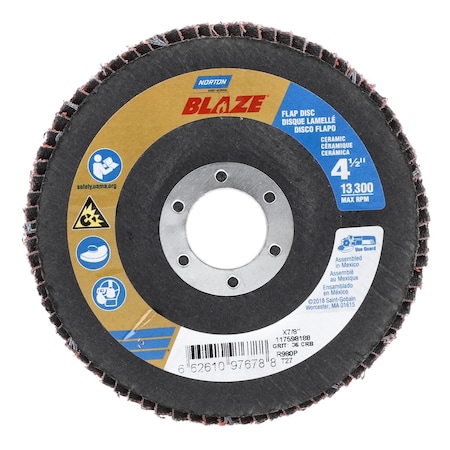 Flap Disc,Ceramic,Type 27,4 1/2" dia