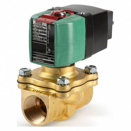Solenoid Valve, 2-Way, 2-Position, Normally Closed, 1-1/4 in Pipe Size, 24V to 120V AC/DC, Brass