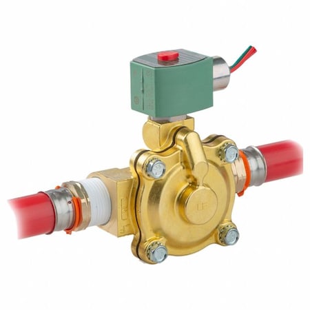 Solenoid Valve, 2-Way, 2-Position, Normally Closed, 1/2 in Pipe Size, 24V DC, High Flow, Brass