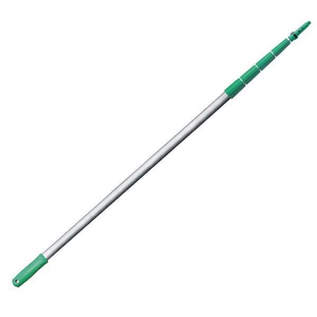 360" Threaded Telescoping Pole, 7/8 in Dia, Silver/Green, Aluminum/Plastic