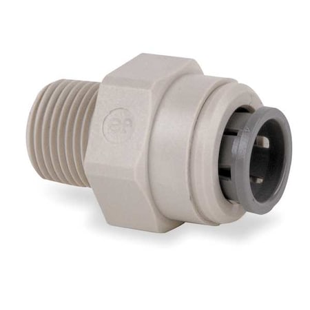 Push-Fit Adapter Fitting, 1/2 in Tube Size, Acetal, Gray, 10 PK