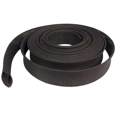 Braided Cable Sleeve, 1-1/4 in Inside Dia., 100 ft, Polyester, Dark Brown