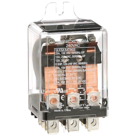 Flange Mount, Enclosed Power Relay, Octal, 20 A, 11 Pins, Quick Connect