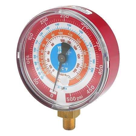 High Side Gauge, 3 1/8 in Dia, Red
