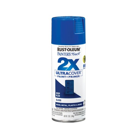 General Purpose Spray Paint, Deep Blue, Gloss, Solvent, 12 Oz