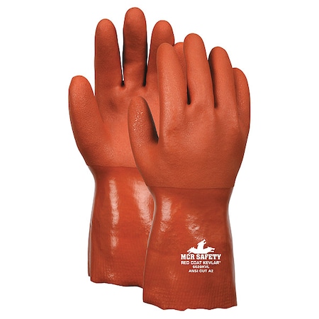 Redcoat Chemical Resistant Gloves, PVC, 12 in L, 18.00 mil, Red, XL, 12 PK
