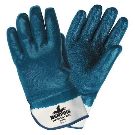 Chemical Resistant Gloves, Nitrile, 11 in L, 18.00 mil, Blue/White, M, 12 PK