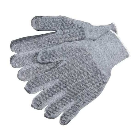Knit Gloves, Cotton Polyester Blend, Fish Net Palm, Gray, XL, 12 PK