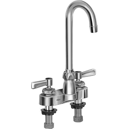 Manual Gooseneck Bathroom Faucet, 4" Mount, Chrome 2 Hole