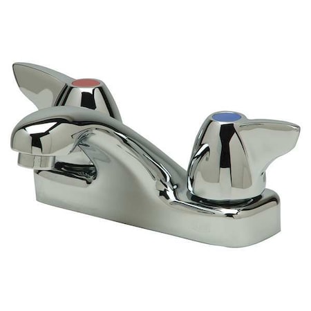 Bathroom Faucet Fixed Spout, Polished Chrome, 2 Holes, Lever Handle