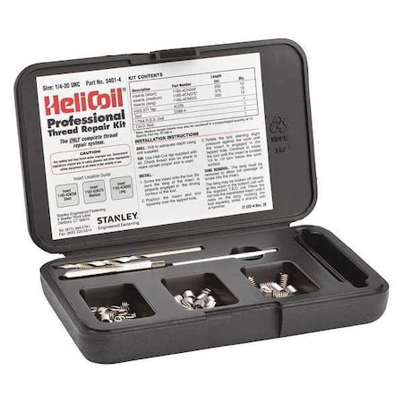Free-Running Helical Insert Repair Kit, Helical Inserts, 1/4"-20, Plain 18-8 Stainless Steel