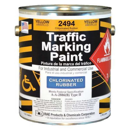 Traffic Zone Marking Paint, 1 gal., Yellow, Chlorinated Solvent -Based