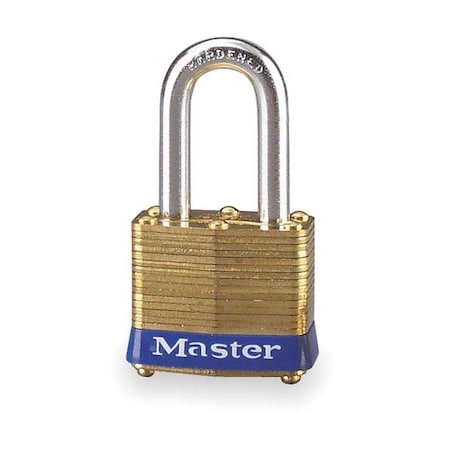 Padlock, Keyed Alike, Long Shackle, Rectangular Brass Body, Steel Shackle, 5/8 in W
