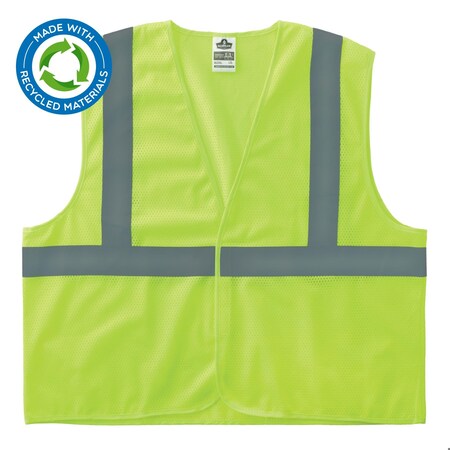 Hi-Vis Safety Vest, 100% recycled polyester, Lime, Size L/XL