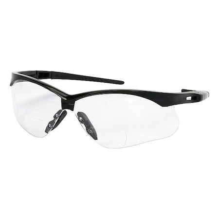 Anser Reader Safety Glasses, Black Wraparound Frame, 2.5 Diopter, Clear Lens, M